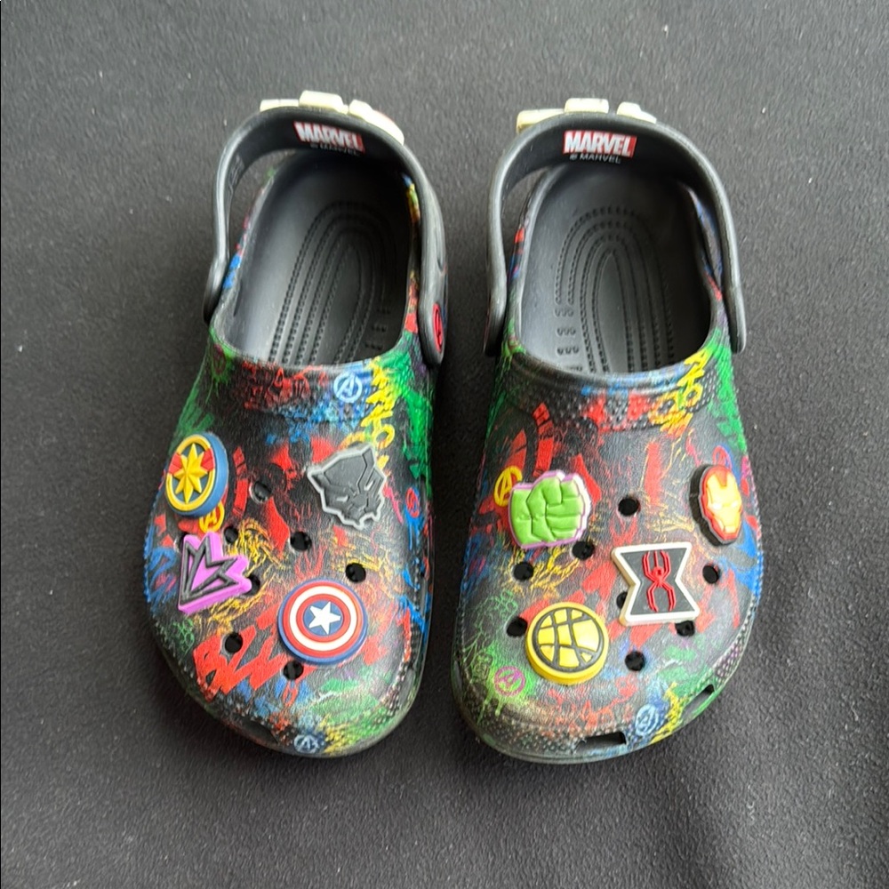 CROCS Black and Red Sandals with Ventilation Holes